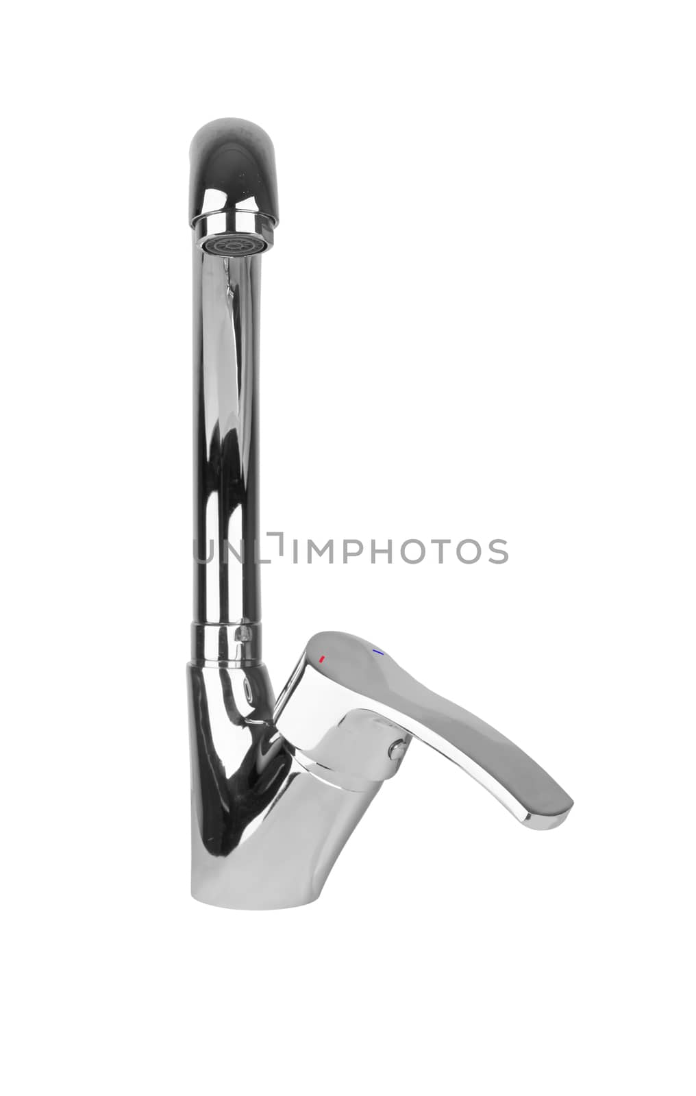 Stainless steel tap isolated on white background.