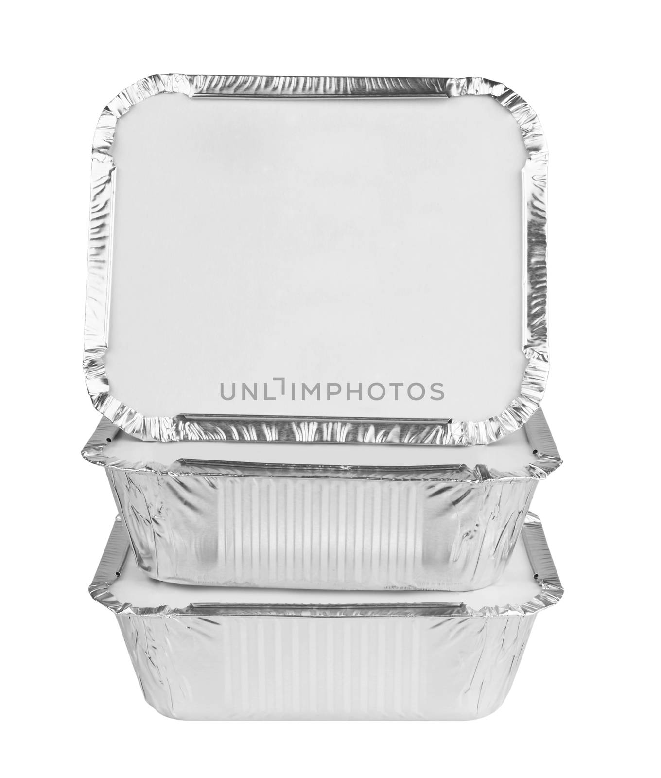 Foil trays for food on a white background