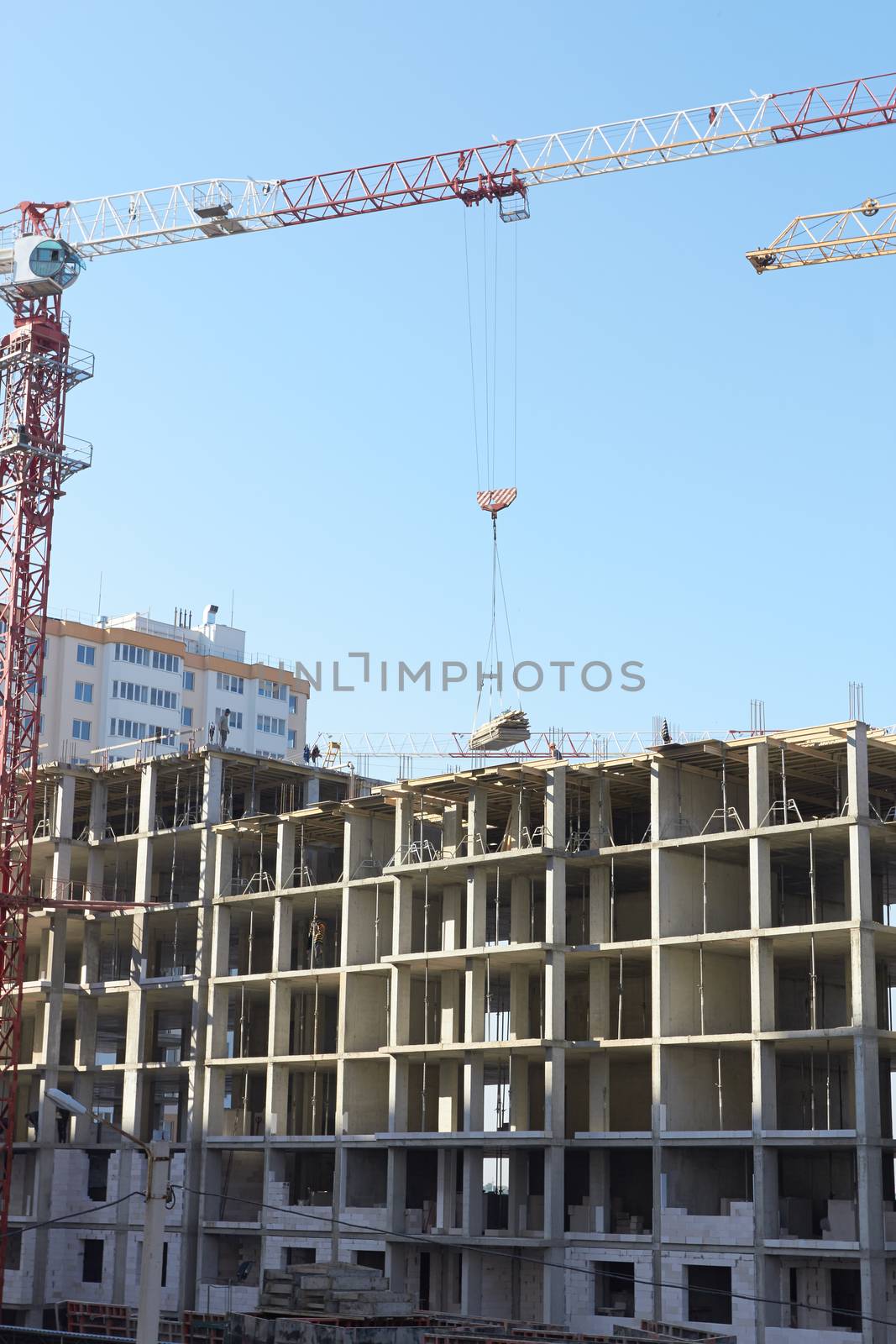 construction site with crane and building 