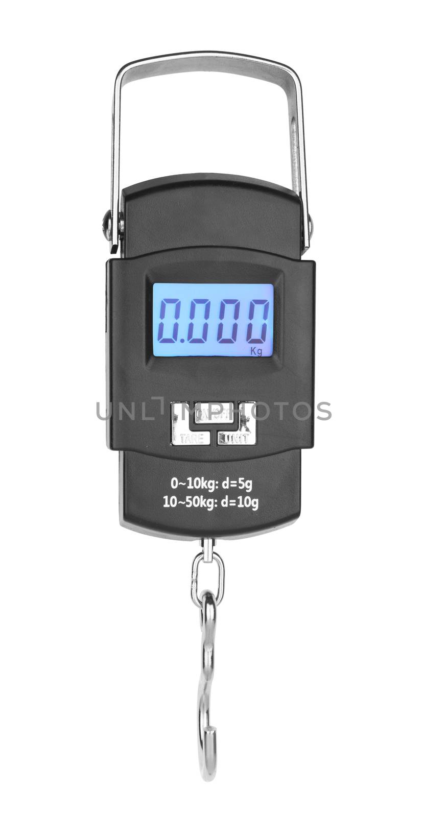 Portable electronic scale isolated on a white background