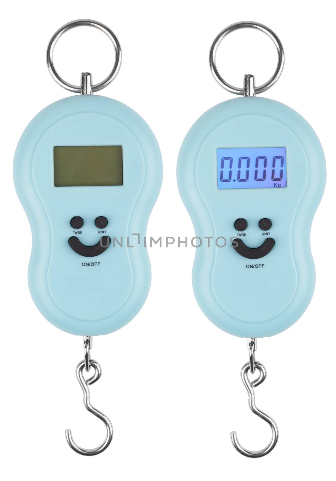 Portable electronic scale isolated on a white background