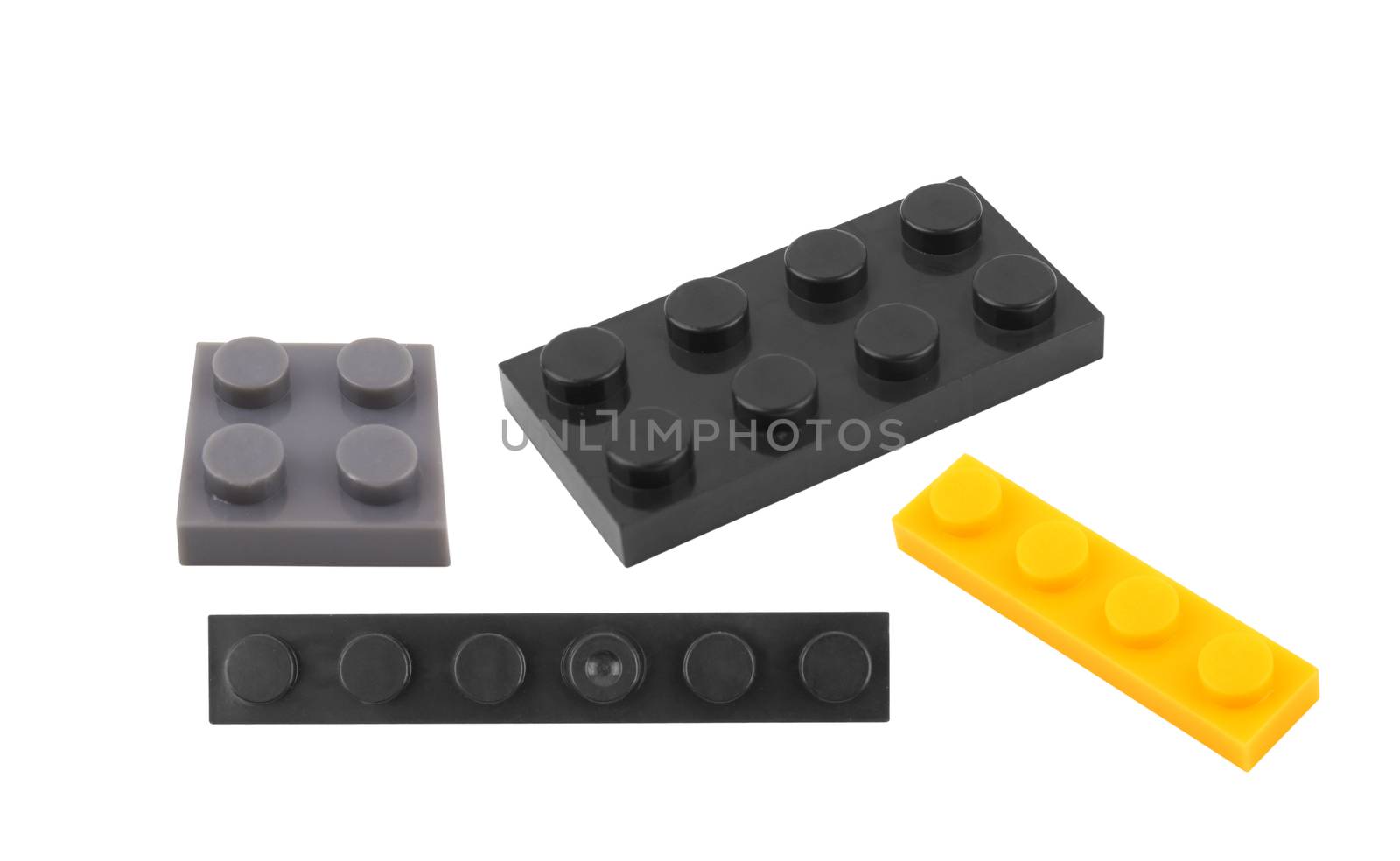 Plastic building blocks isolated on white backgrond