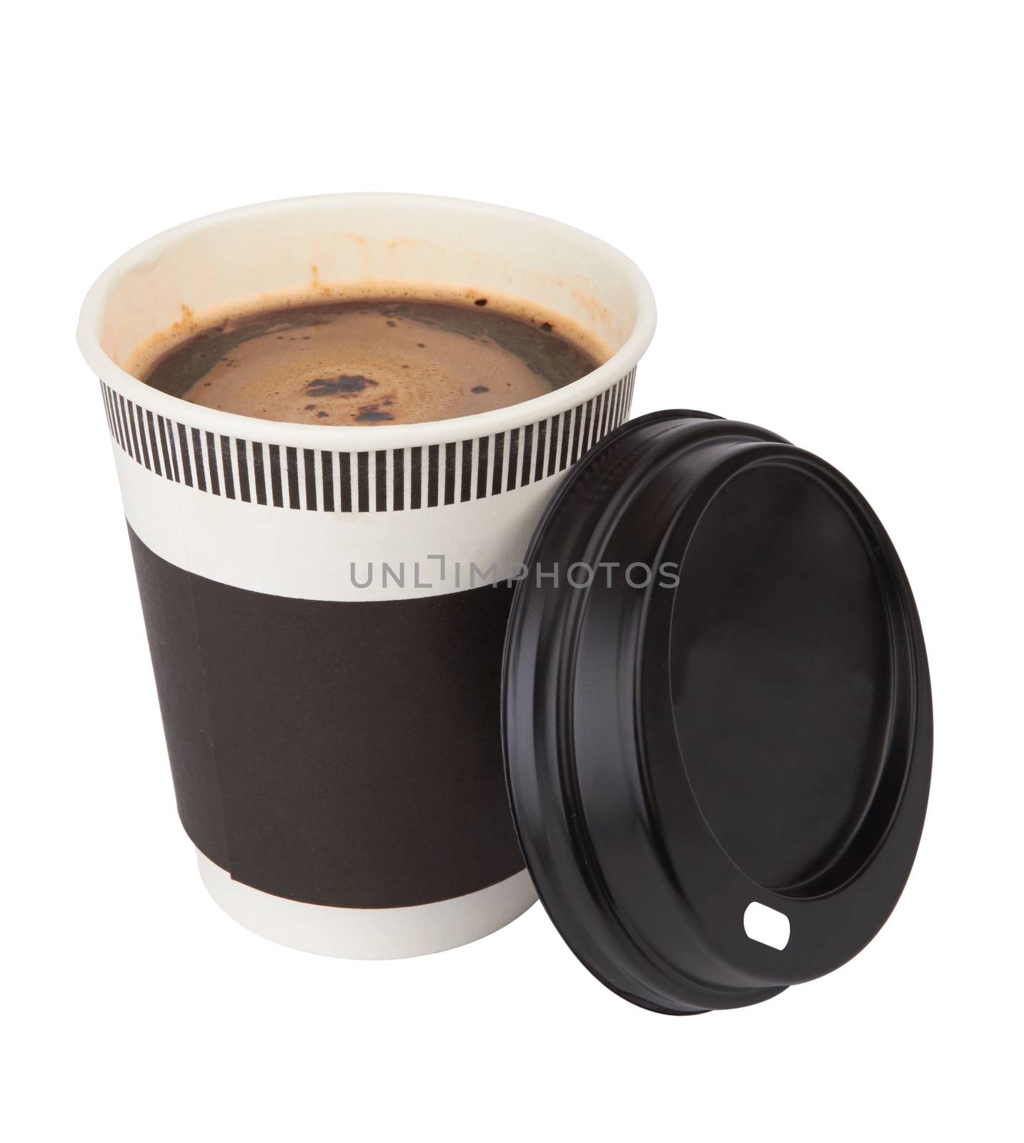 Opened take-out coffee isolated on a white background