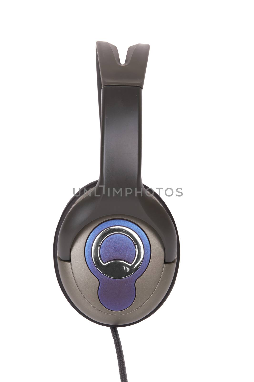 Black headphones isolated on a white background