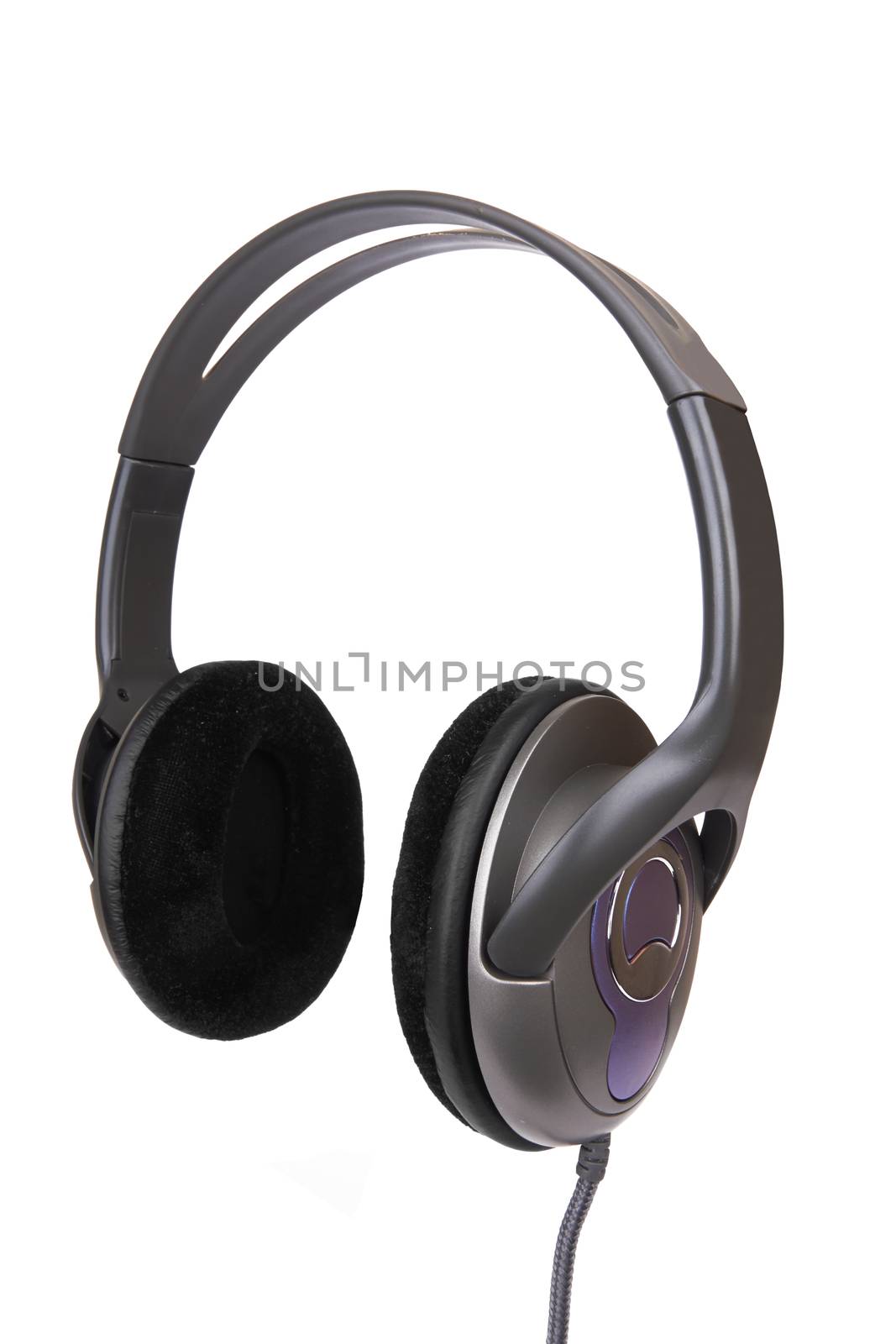 Black headphones isolated on a white background