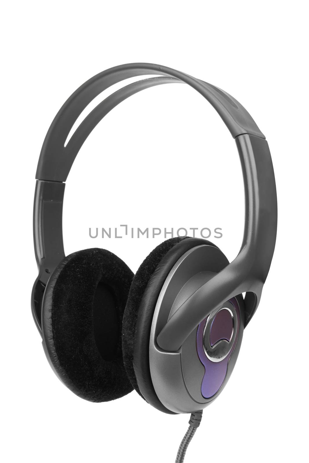 Black headphones isolated on a white background