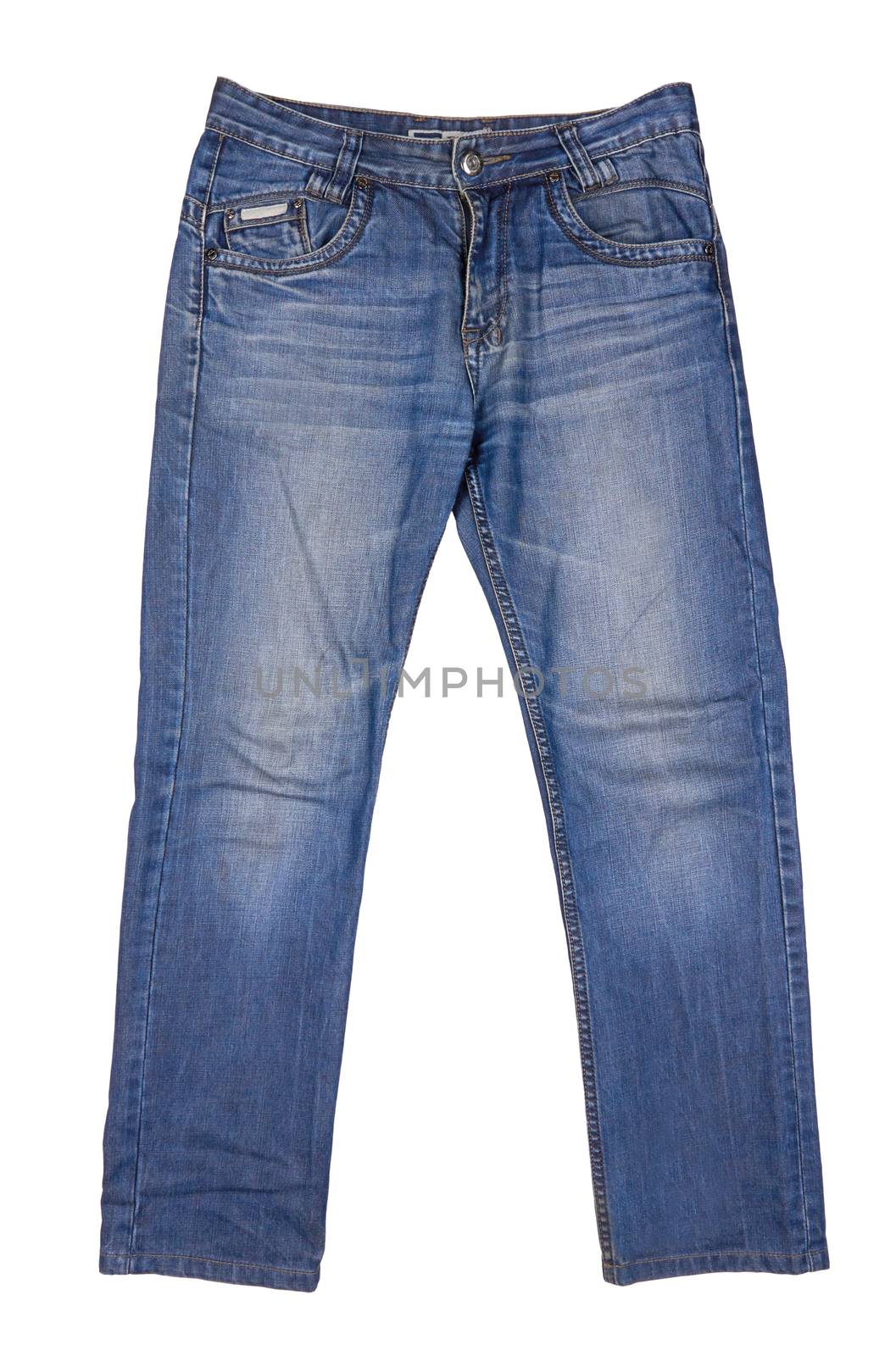 Blue jeans trouser isolated on the white background 