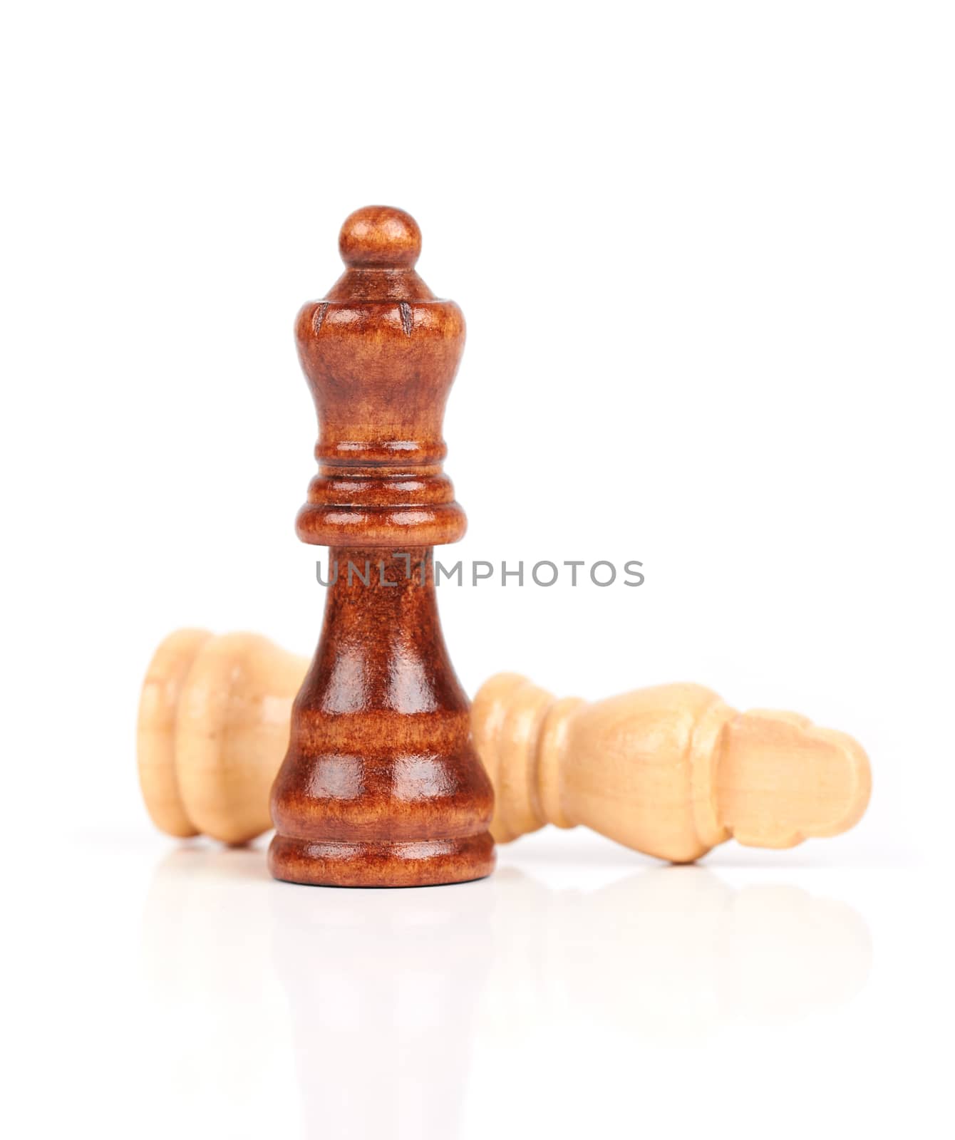 Black  king and white queen challenging for victory. Isolated on white background.