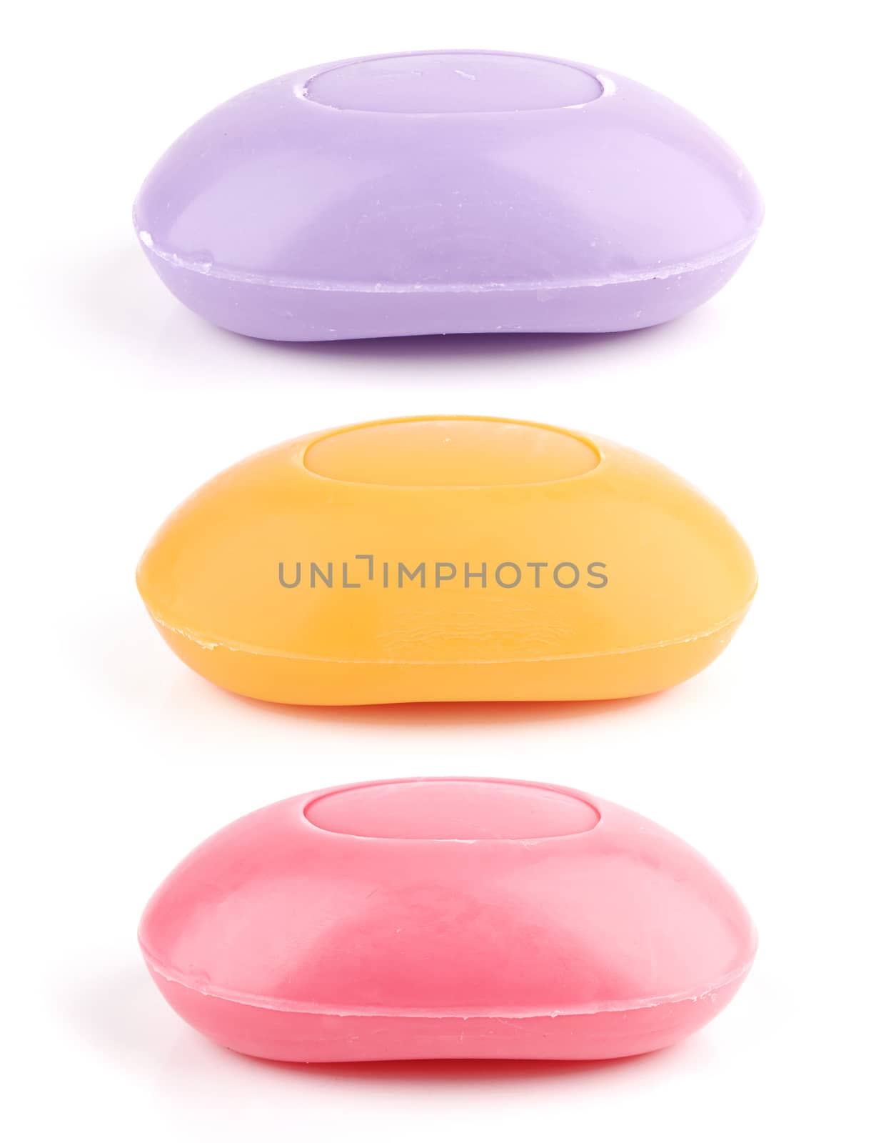 three peaces soaps isolated on a white background