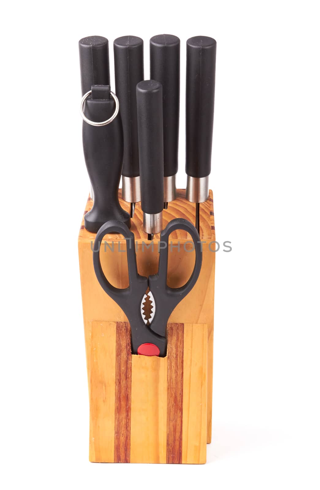 Knife block, isolated on a white background. 