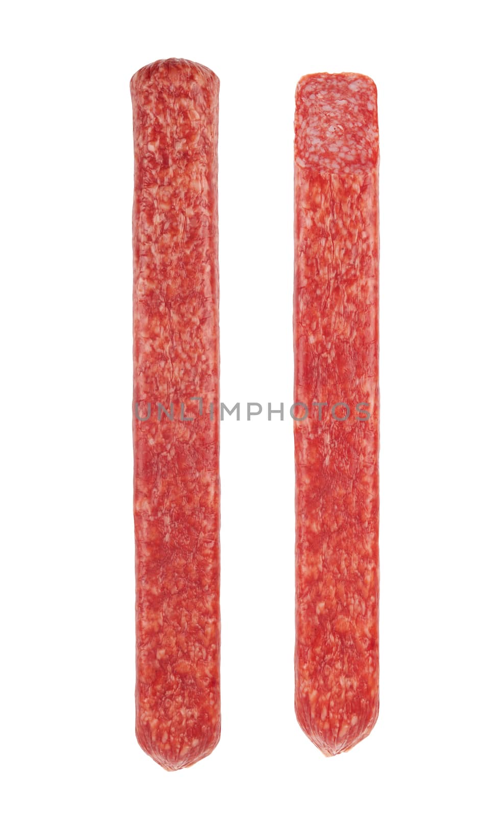 fresh salami isolated on a white background 