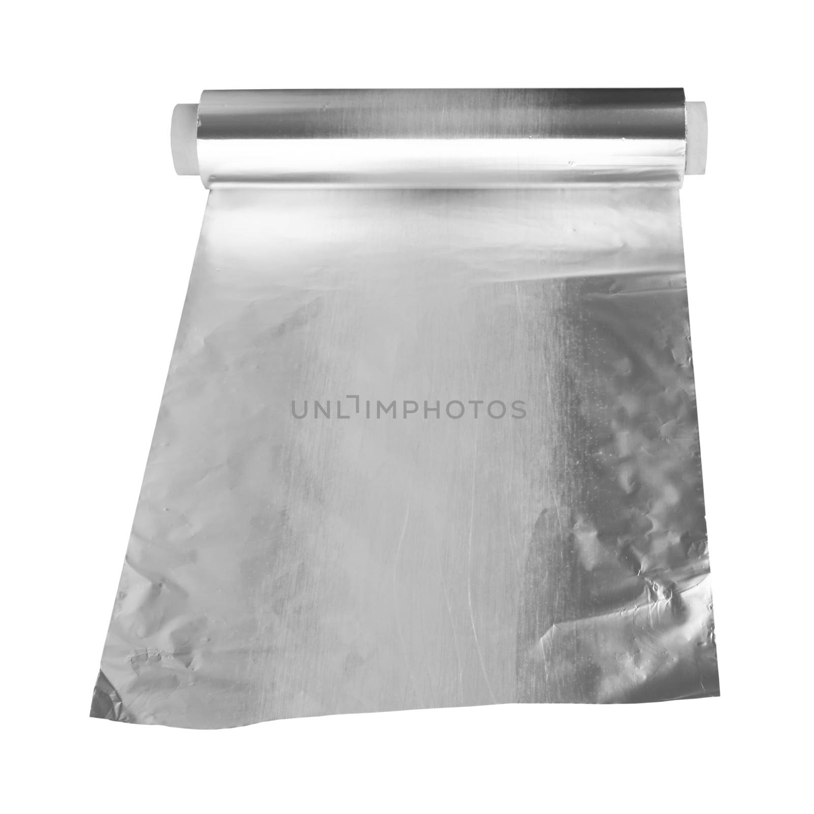 close up of an aluminum foil on white background 