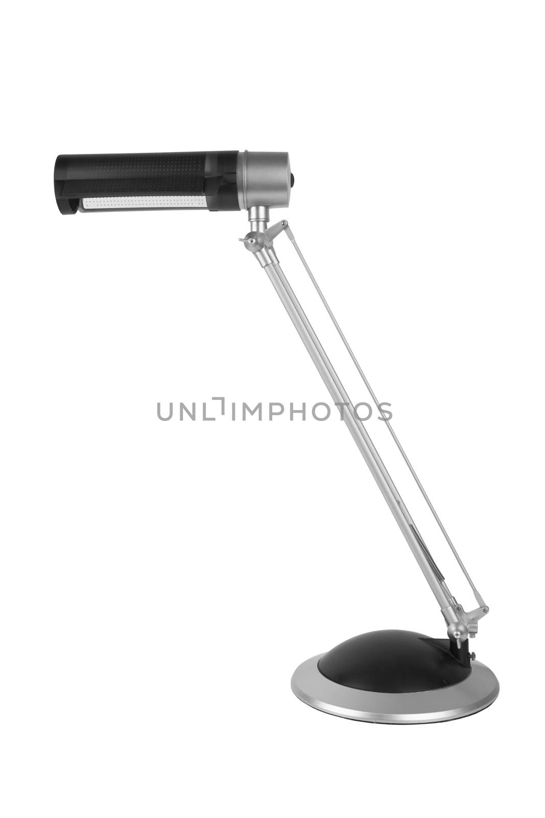 Black desk lamp isolated on white background