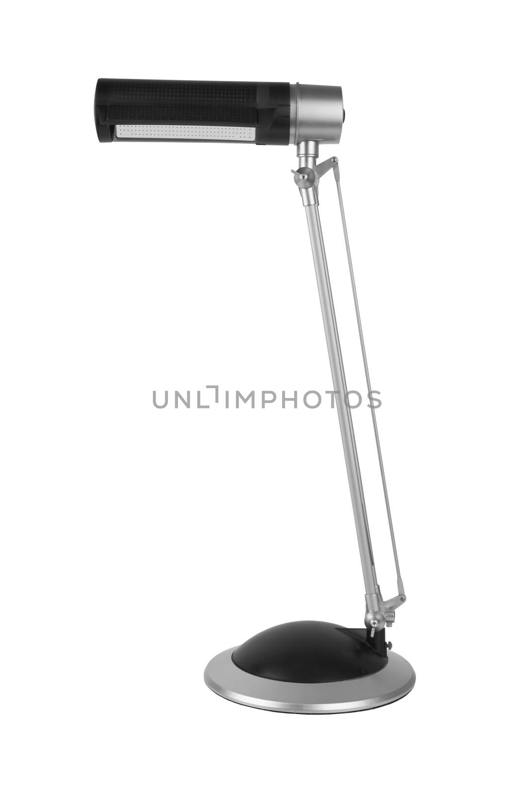 Black desk lamp isolated on white background