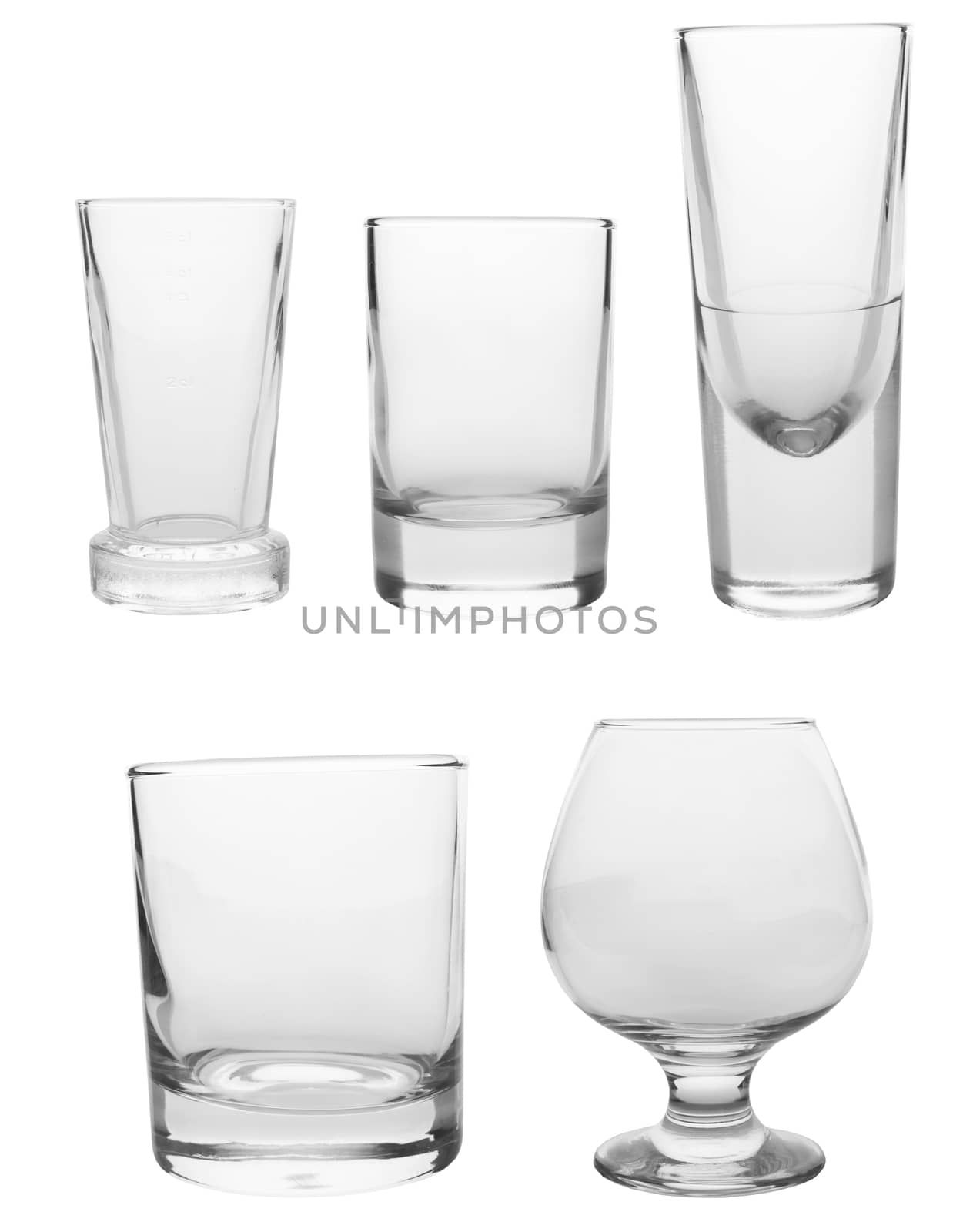 Cocktail Glasses collection - Shots isolated on white background