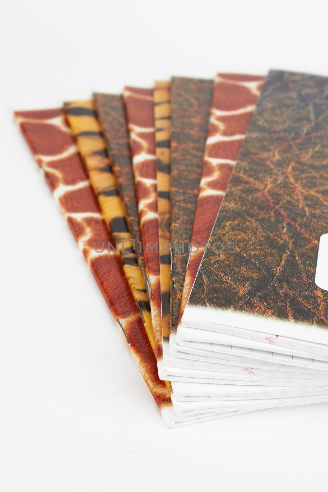 stack of ring binder book or notebook on white background 