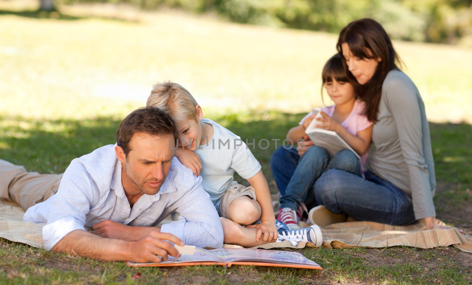 Family in the park together by Wavebreakmedia
