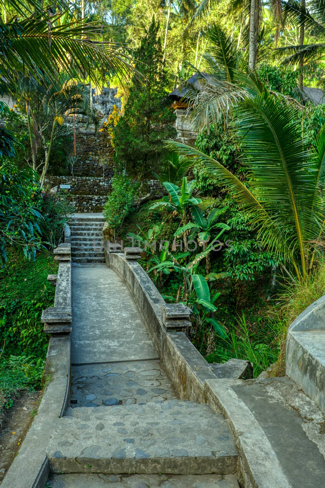 ancient trails around royal tombs at Gunung Kawi, Bali, Indonesia