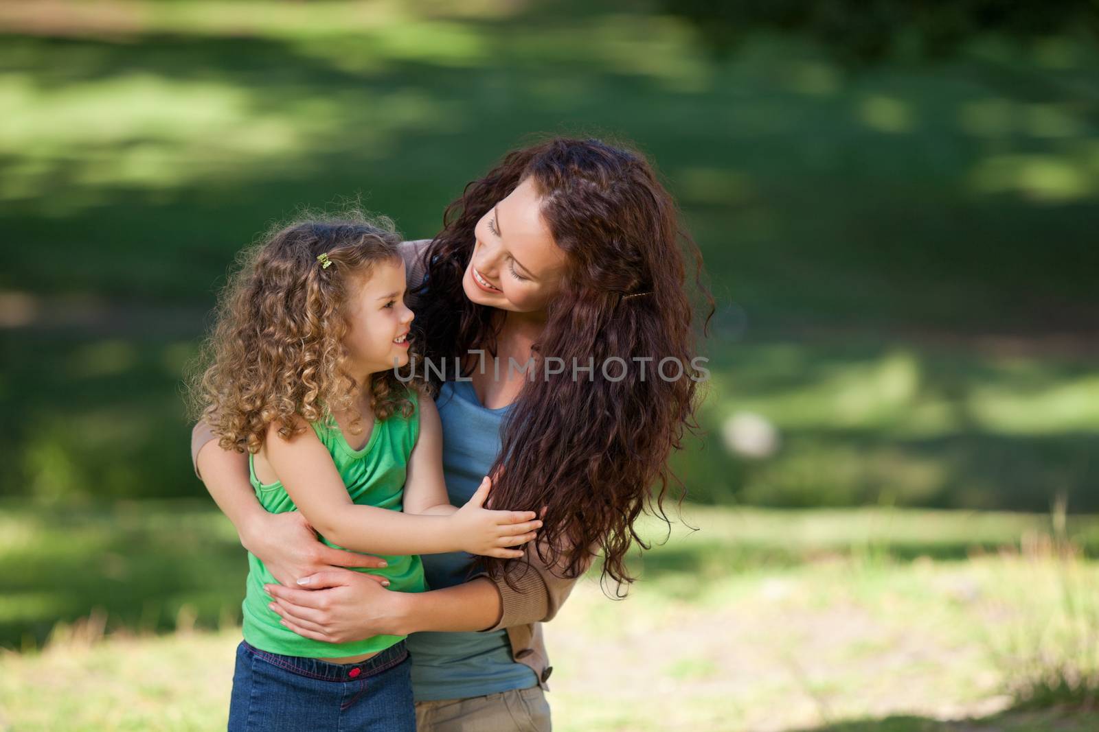Daughter with her mother in the park