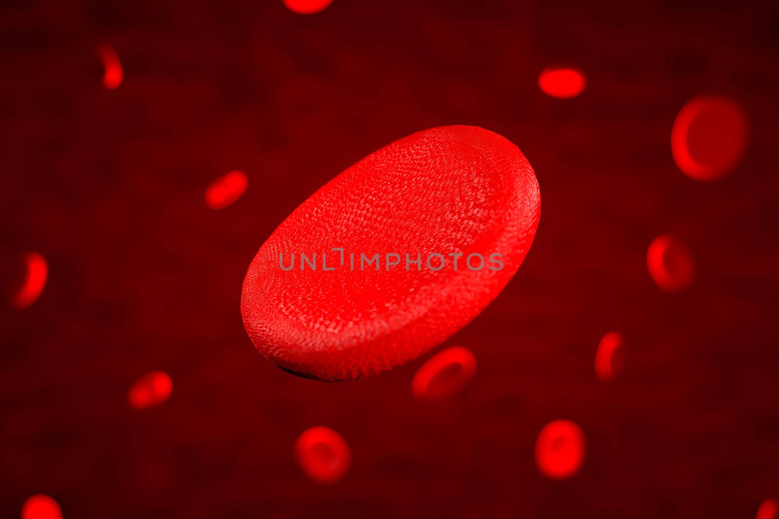 3d rendering of erythrocyte or red blood corpuscle. 3d illustration of Red blood cells.
