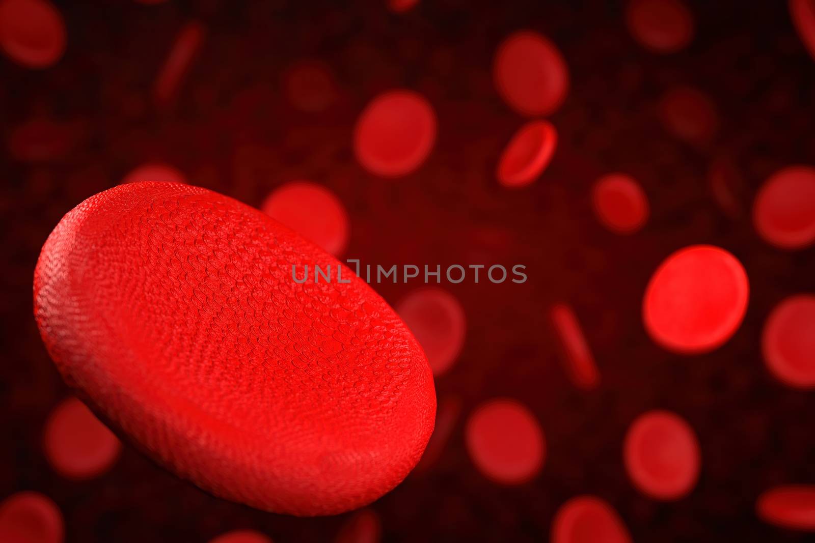 3d rendering of erythrocyte or red blood corpuscle. 3d illustration of Red blood cells.