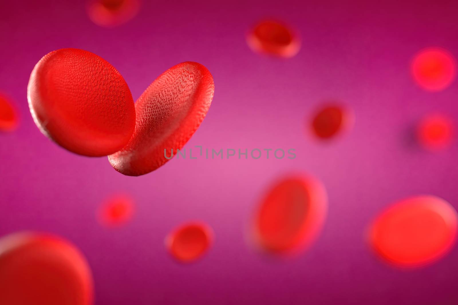 3d rendering of erythrocyte or red blood corpuscle. 3d illustration of Red blood cells.