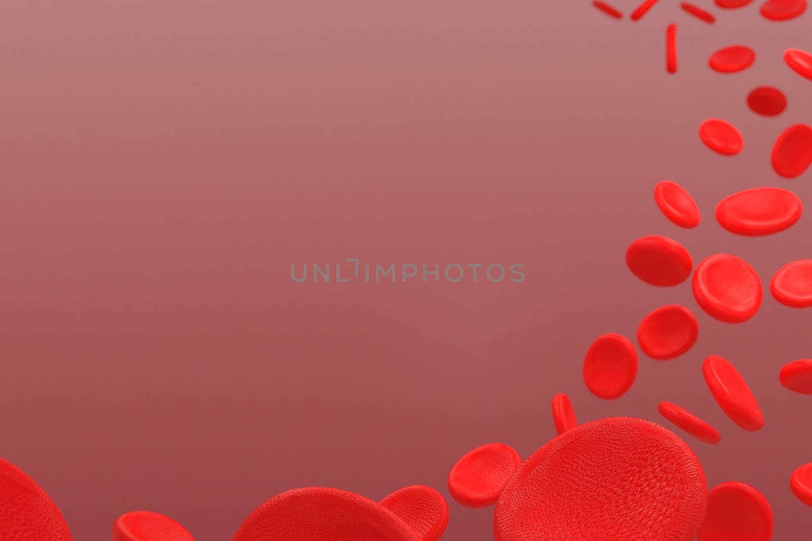 3d rendering of erythrocyte or red blood corpuscle. 3d illustration of Red blood cells.