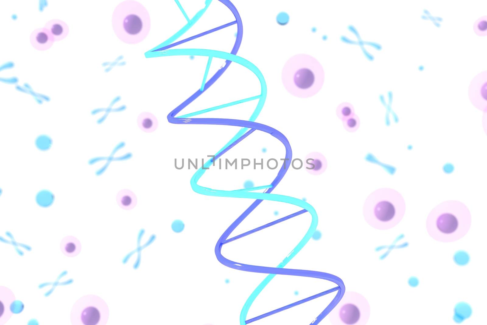 3d rendering of DNA (deoxyribonucleic acid) structure, 3d illustration.
