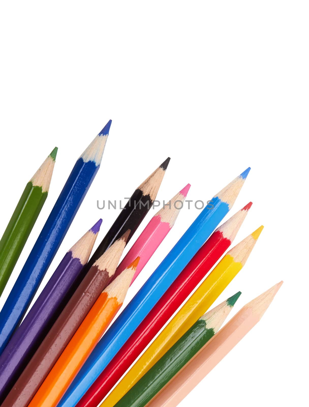 Colorful pencils isolated on a white background