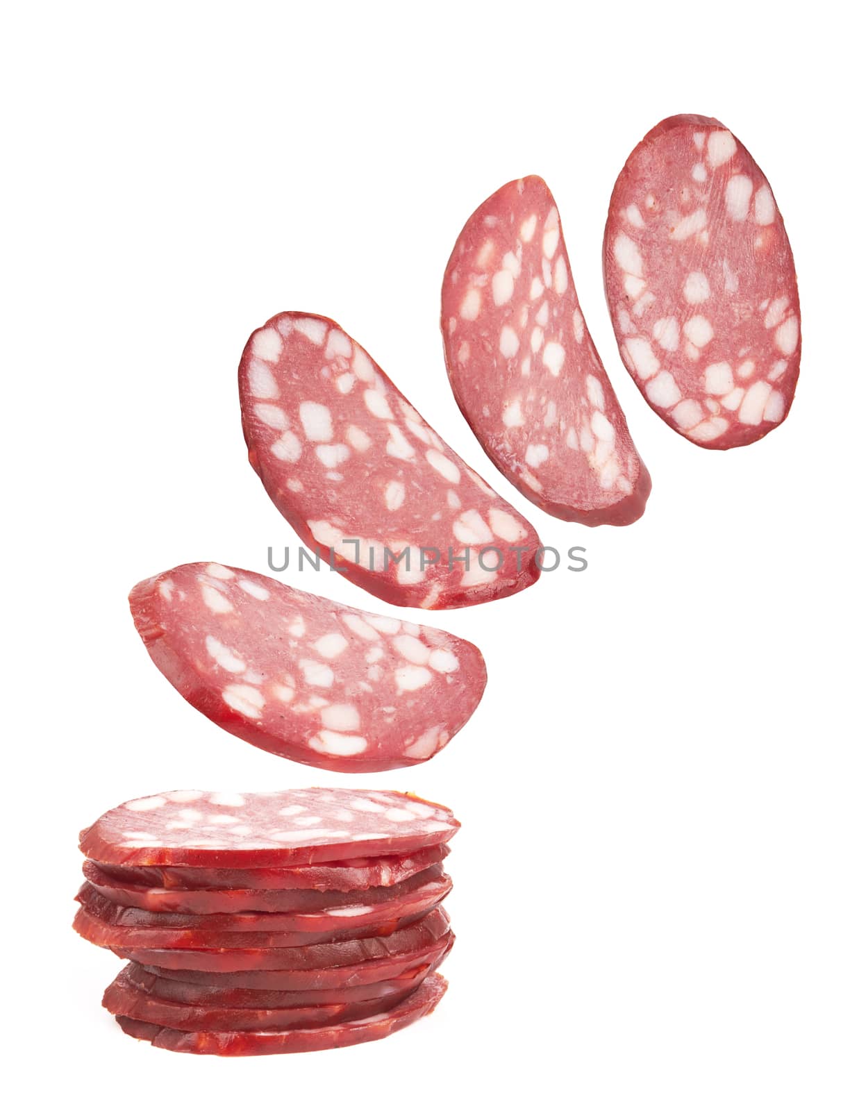 fresh salami isolated on a white background