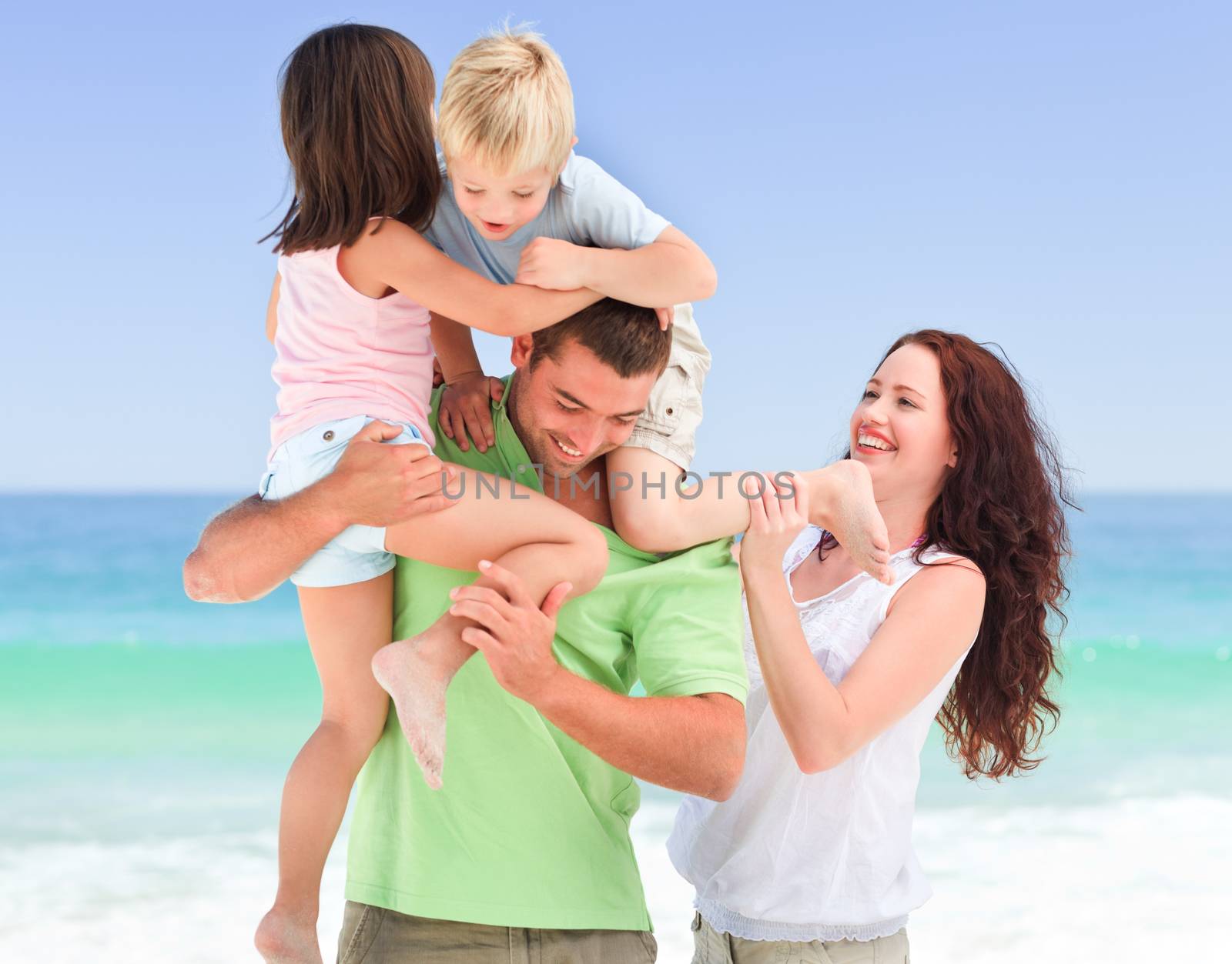 Children playing with their parents