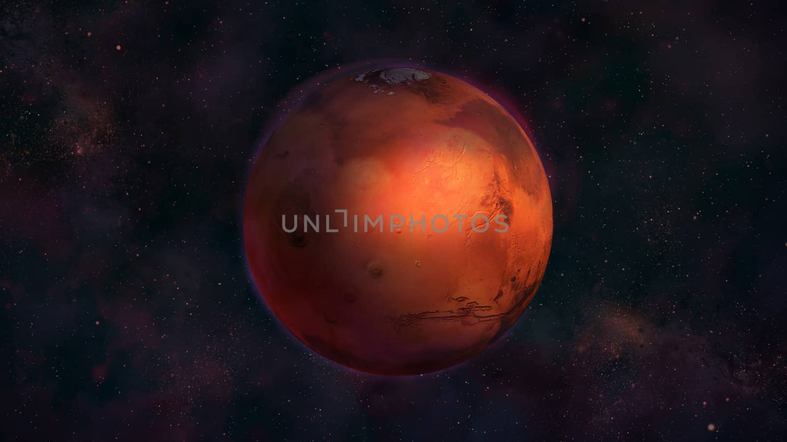 Planet Mars from space with a view of Tharsis Montes by ConceptCafe