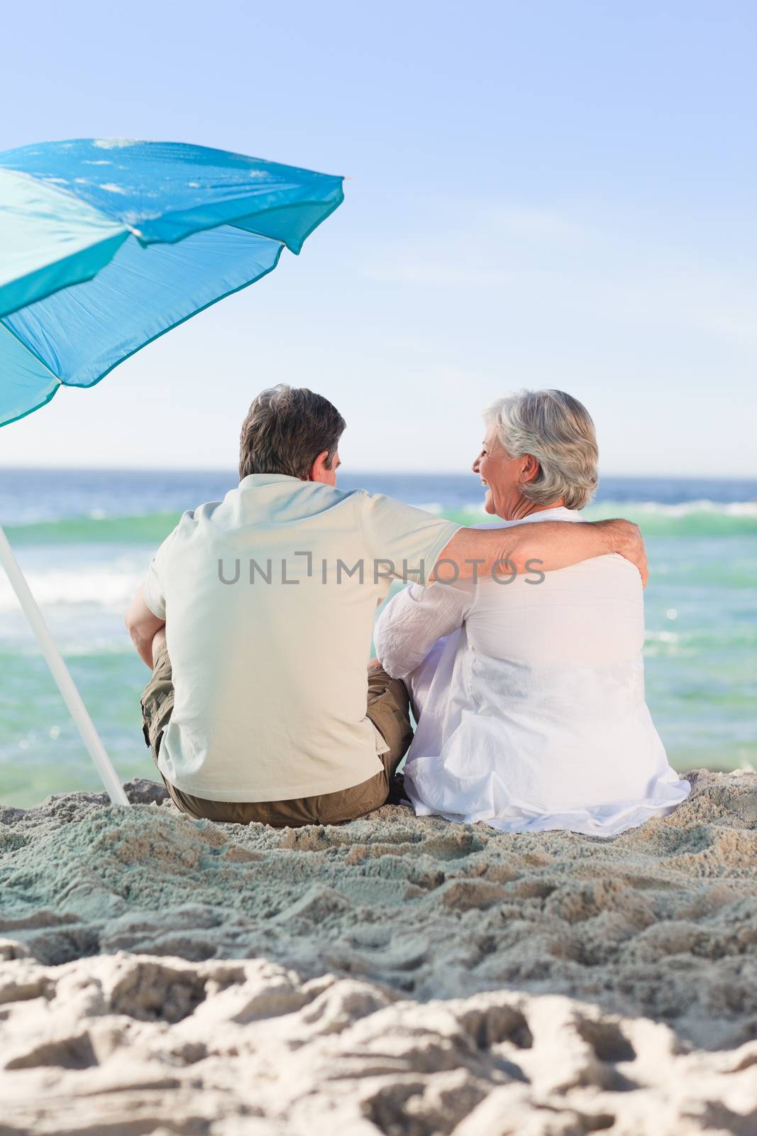 Senior couple looking at the sea by Wavebreakmedia