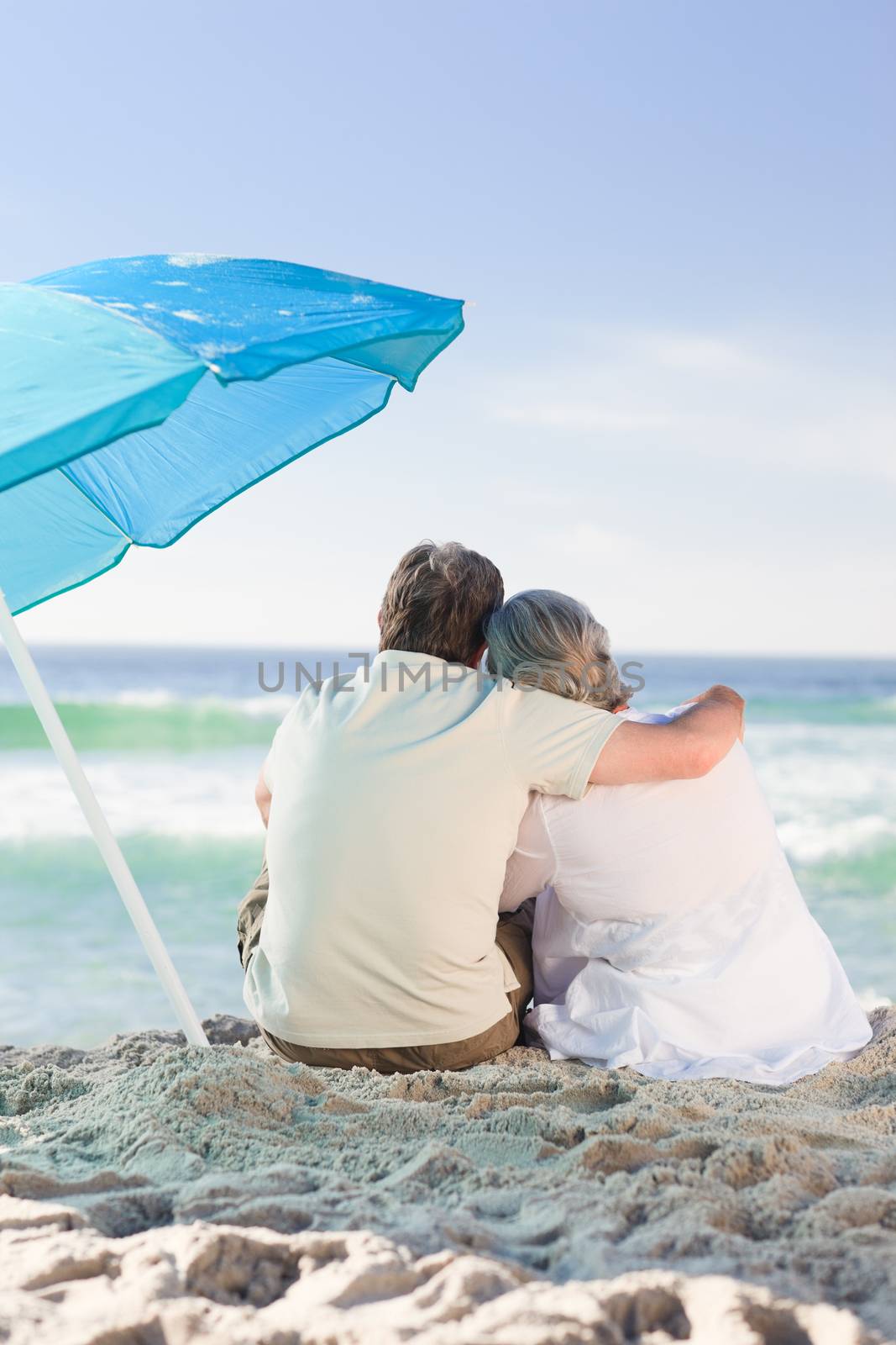 Senior couple looking at the sea by Wavebreakmedia