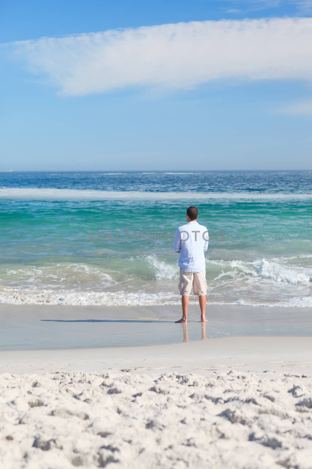 Man looking at the sea by Wavebreakmedia