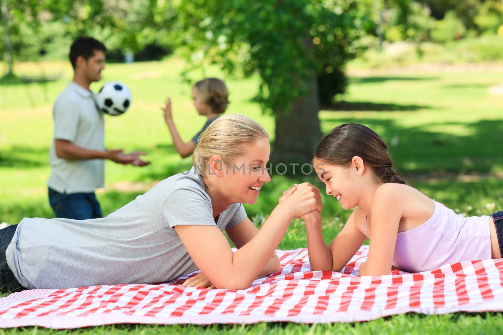 Family in the park during the summer