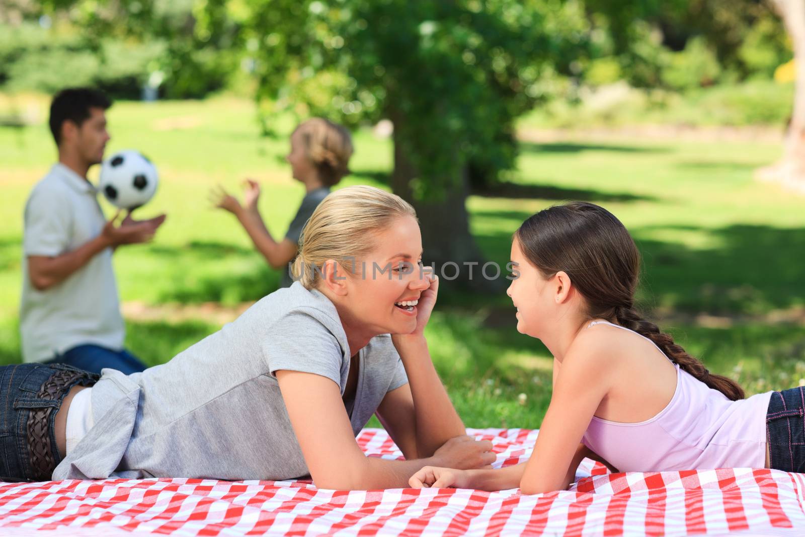 Family in the park during the summer