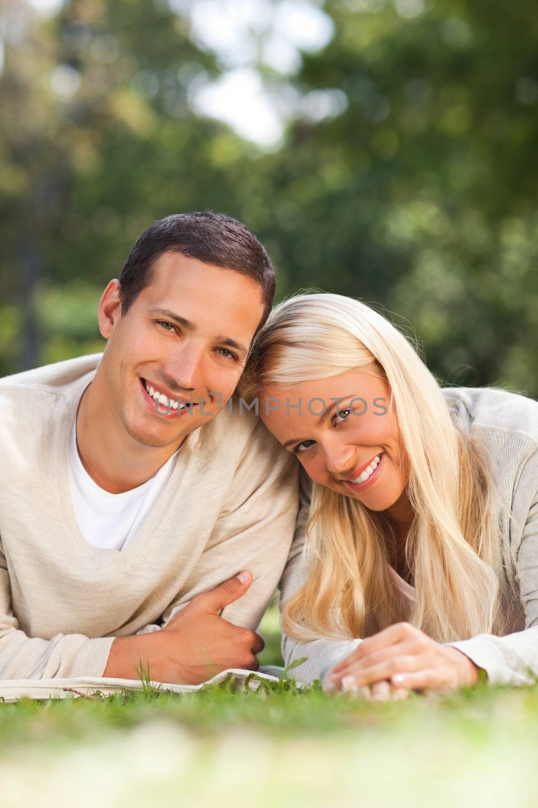 Couple in the park during the summer