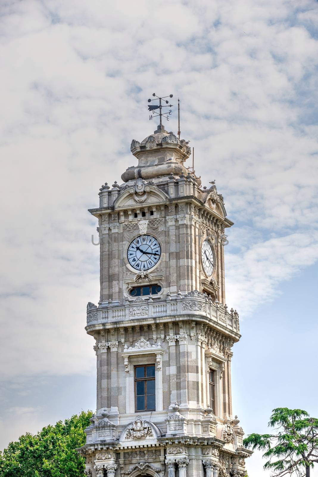 Istambul, Turkey – 07.13.2019. Clock Tower Dolmabahce on a sunny summer morning