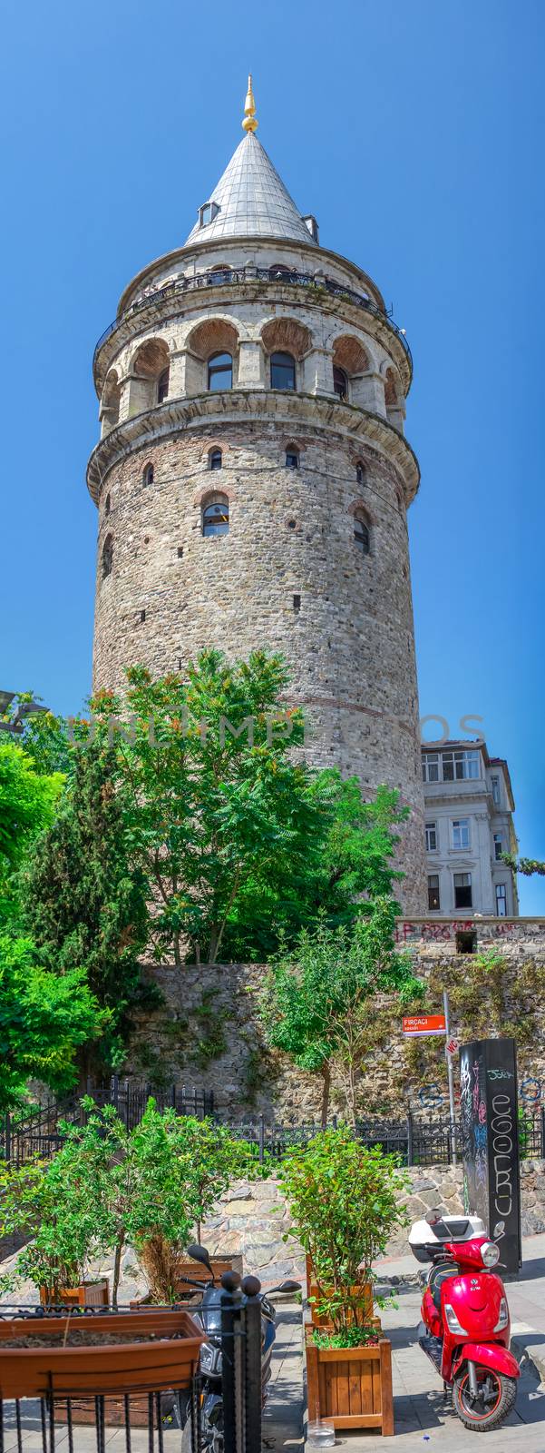 Istambul, Turkey – 07.13.2019. The Galata Tower in Istanbul on a sunny summer day