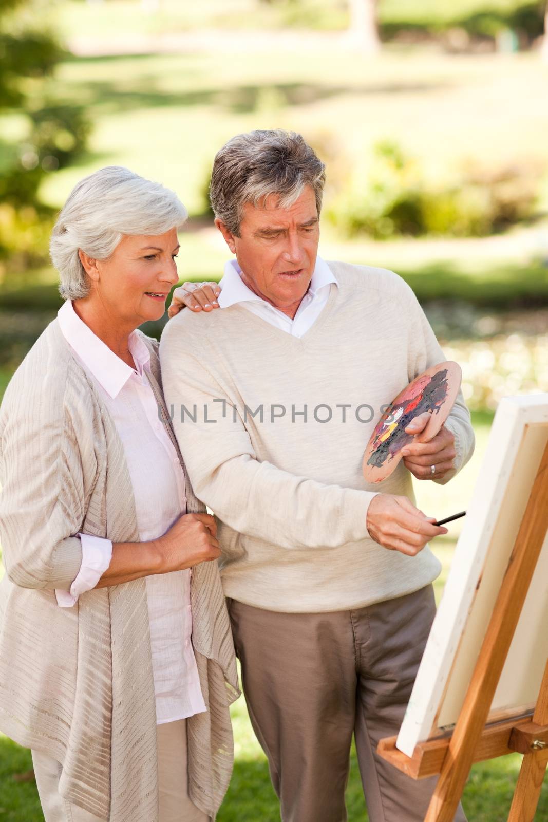 Retired couple painting in the park by Wavebreakmedia