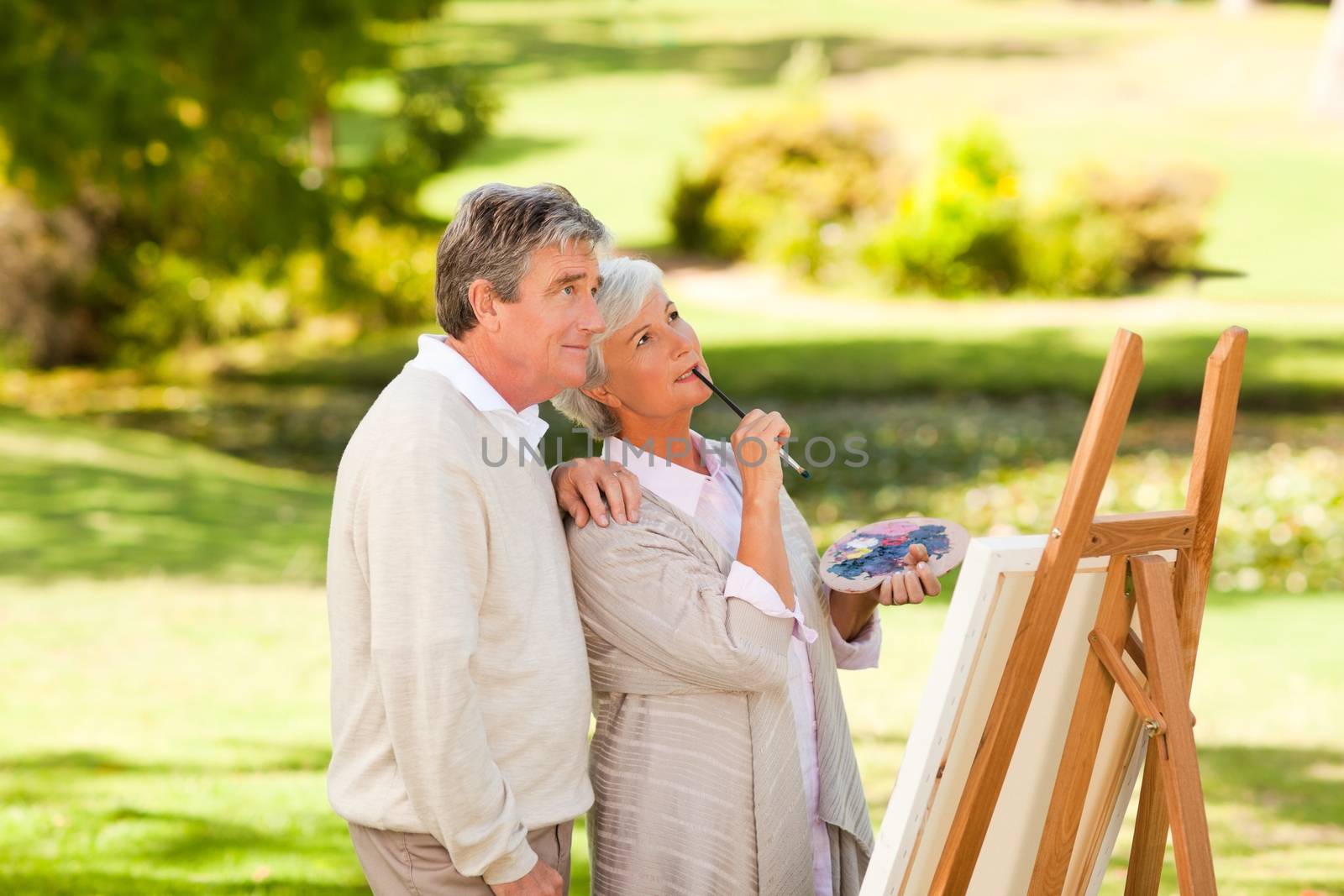 Senior couple painting in the park by Wavebreakmedia