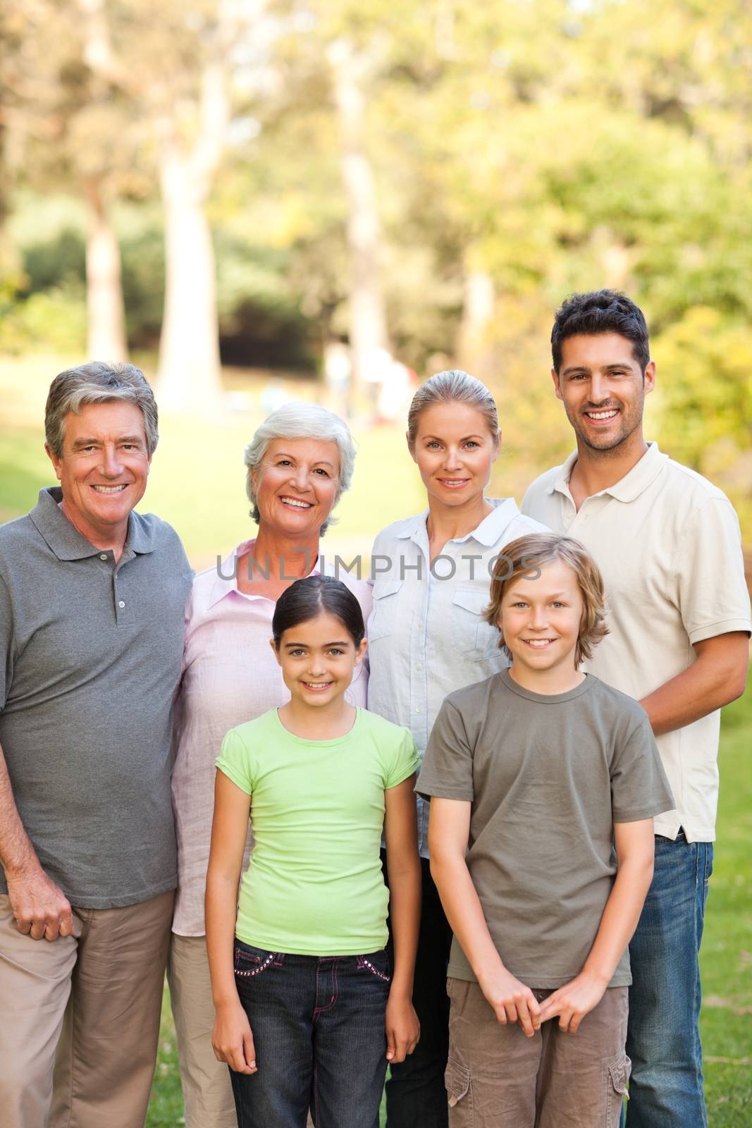 Family in the park during the summer