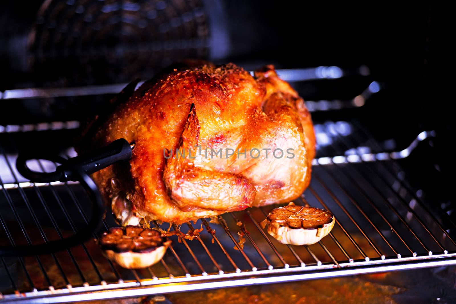Whole chicken roasted in oven