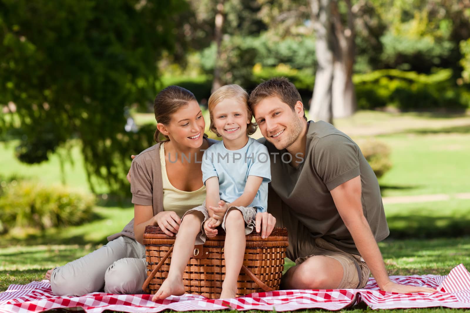 Joyful family picnicking in the park by Wavebreakmedia