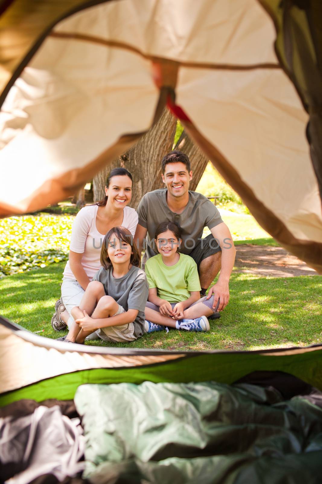 Joyful family camping in the park by Wavebreakmedia