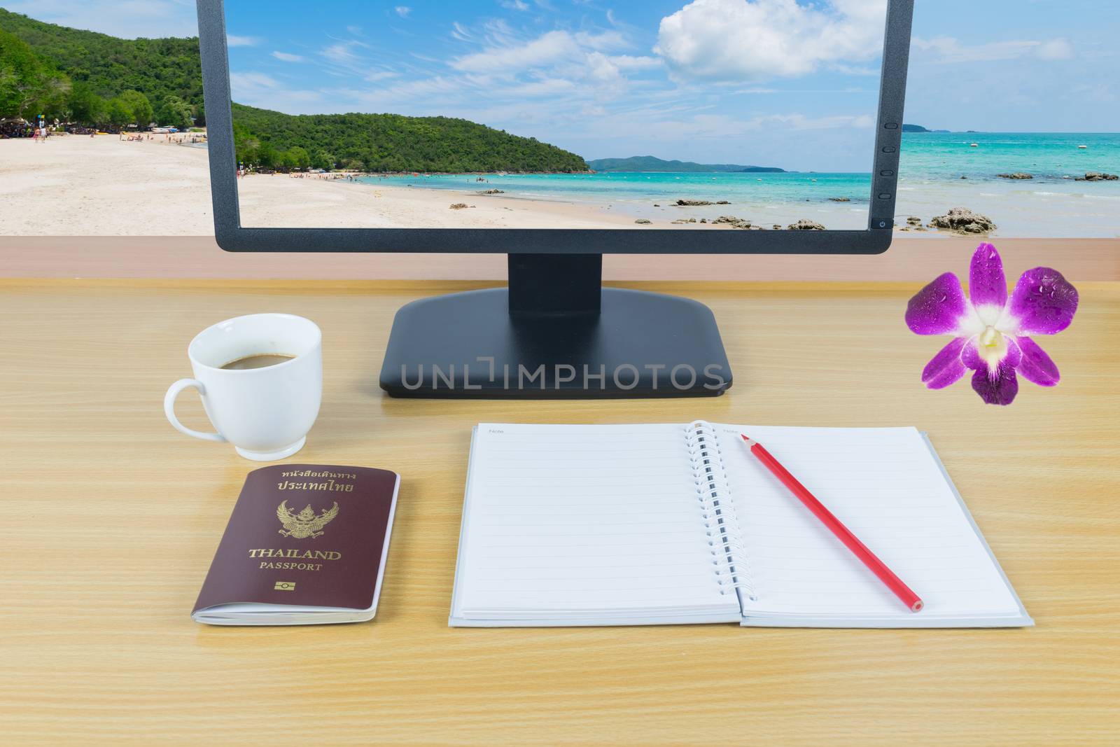 Plan to travel in Thailand at white sand beach and sea green