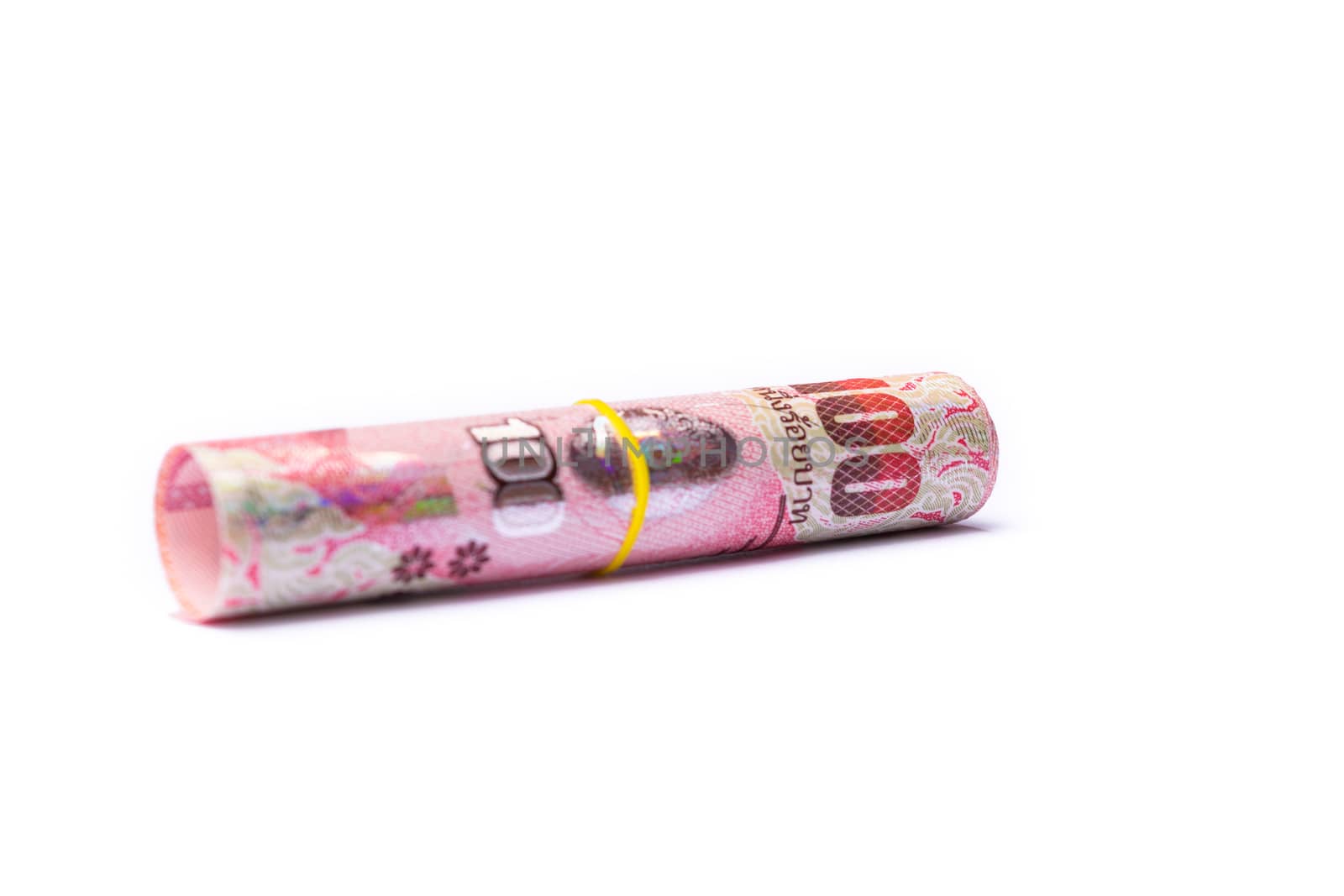 money of Thailand baht on white background