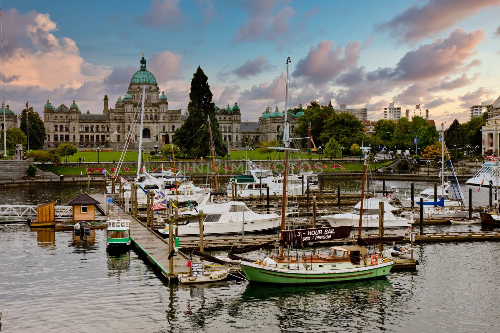 Harbor and Parliament Building in Victoria by dbvirago