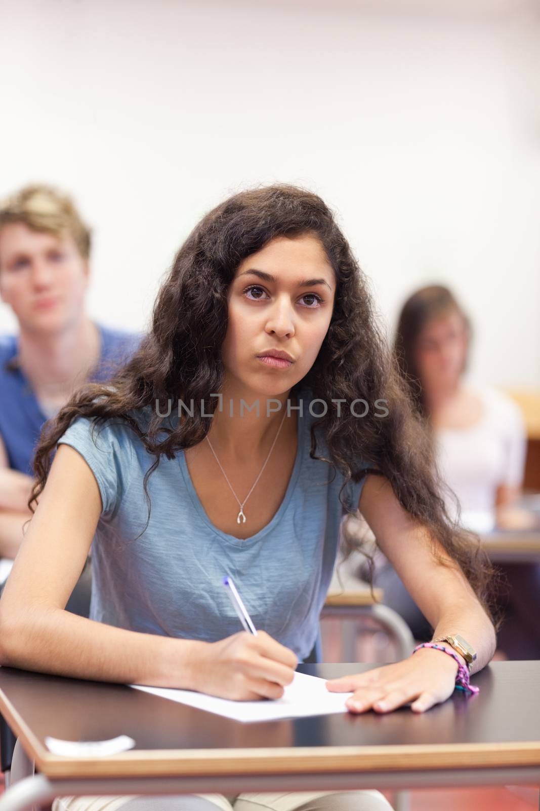Portrait of students taking notes in a classroom